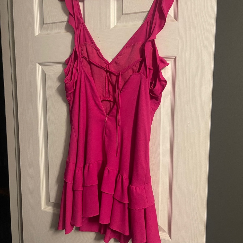 Pink Ruffled Dress Open Back, L - Picture 3 of 4